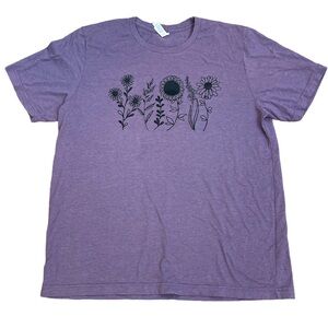 Wildflower Graphic Tee Heather Purple Short Sleeve Size XL